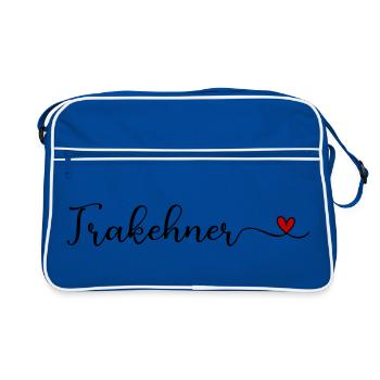 Trakehner Schriftzug mit Herz - Retro Tasche - Blau/Weiß - Vorne