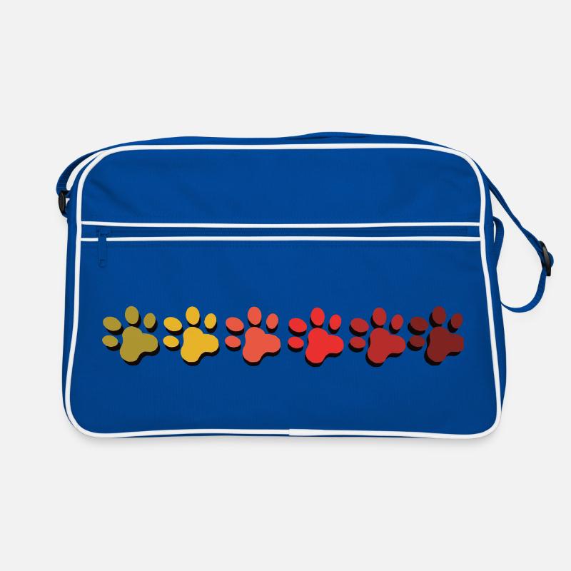 Hundepfoten Farbverlauf indischer Sommer - Retro Tasche - Blau/Weiß