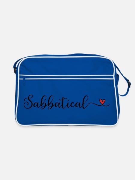 Sabbatical cute Typography with a Heart - Retro Bag - blue/white - Front