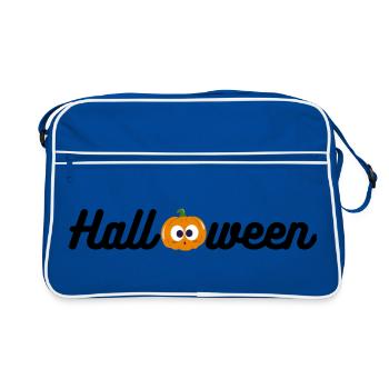 Halloween Print, Halloween Shirt, Kürbis Shirt - Retro Tasche - Blau/Weiß - Vorne