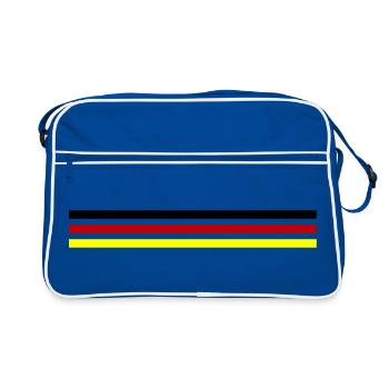 Deutschland Fahne - Retro Tasche - Blau/Weiß - Vorne