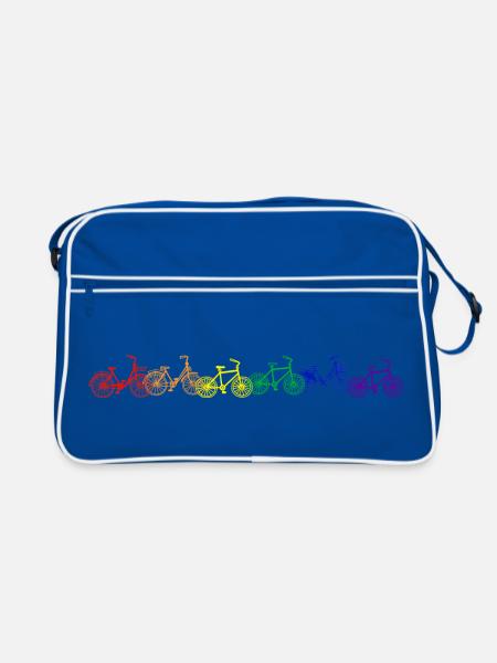 Das Leben ist bunt. - Retro Tasche - Blau/Weiß