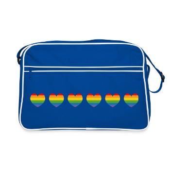 LGBTQ Rainbow Hearts LGBT lgbtqi queer - Sac Retro - bleu/blanc - Devant