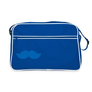 Blue mustache man november bike - Retro Bag - blue/white - Front