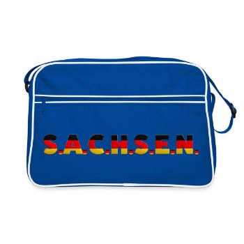 Saxony Germany Dresden Leipzig Flag German - Retro Bag - blue/white - Front