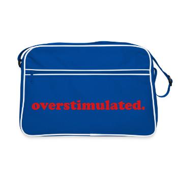 Funny Overstimulated Stressed Mum Introvert - Retro Bag - blue/white - Front