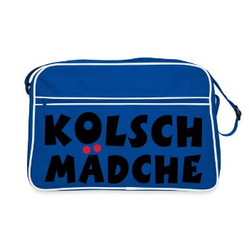 Kölsch Mädche - Ein Mädchen aus Köln - Retro Tasche - Blau/Weiß - Vorne