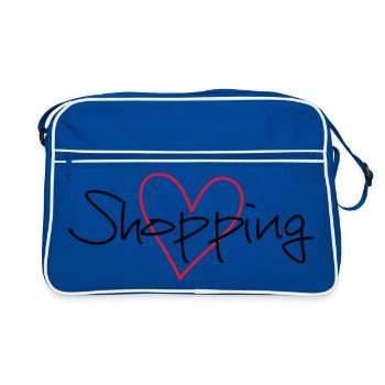 shopping heart i love shopping gift - Retro Bag - blue/white - Front