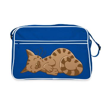 sleeping cat - Retro Bag - blue/white - Front