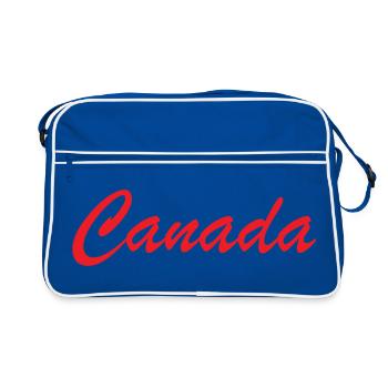 Canada Script Schriftzug Rot - Retro Tasche - Blau/Weiß - Vorne