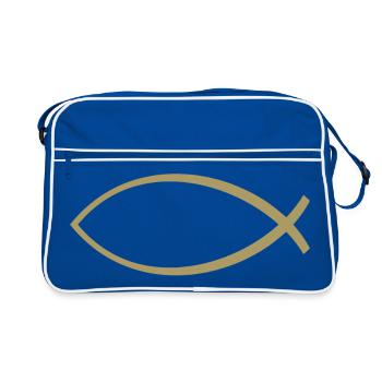 Ichtus fish gold - Retro Bag - blue/white - Front