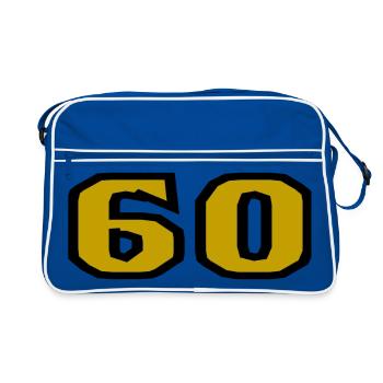 60. 60 YEARS. 60th ANNIVERSARY. 60TH BIRTHDAY. - Retro Bag - blue/white - Front