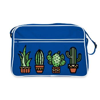 Cactus plante d’intérieur bande dessinée couleur botanique amour - Sac Retro - bleu/blanc - Devant