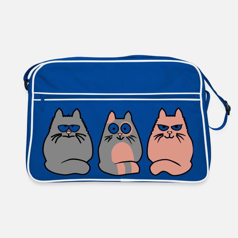 3 Katzen - Retro Tasche - Blau/Weiß