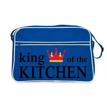 Tablier de cuisine drôle pour hommes - Sac Retro - bleu/blanc - Devant