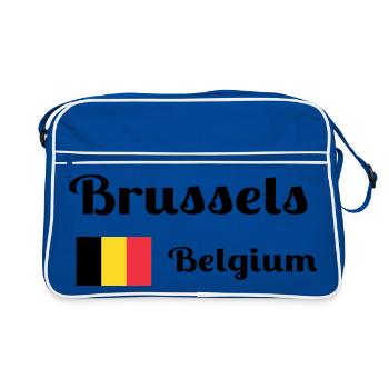Bruxelles, Belgique- Imprimés élégants - Sac Retro - bleu/blanc - Devant