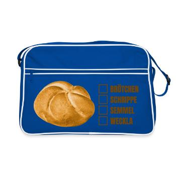 Bread roll or roll? – Fun dialect design - Retro Bag - blue/white - Front