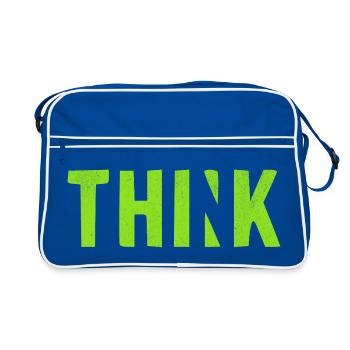 THINK Green | Cooles Streetwear-Typo-Design - Retro Tasche - Blau/Weiß - Vorne
