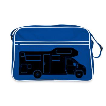 Motorhome silhouette – simple camping design - Retro Bag - blue/white - Front