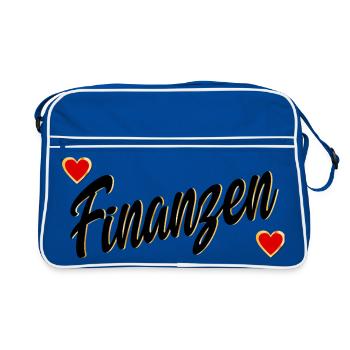 GELD LIEBEN FINANZEN - Retro Tasche - Blau/Weiß - Vorne