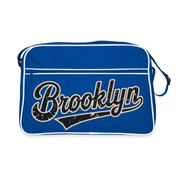 Brooklyn Vintage Script Logo - Sac Retro - bleu/blanc - Devant