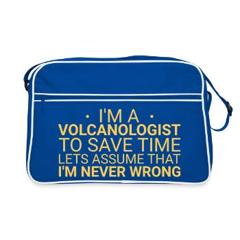 Volcanologist Never Wrong Volcanology - Retro Tasche - Blau/Weiß - Vorne