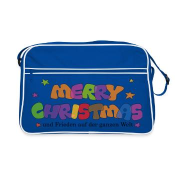 Joyeux Noël et paix dans le monde - Sac Retro - bleu/blanc - Devant