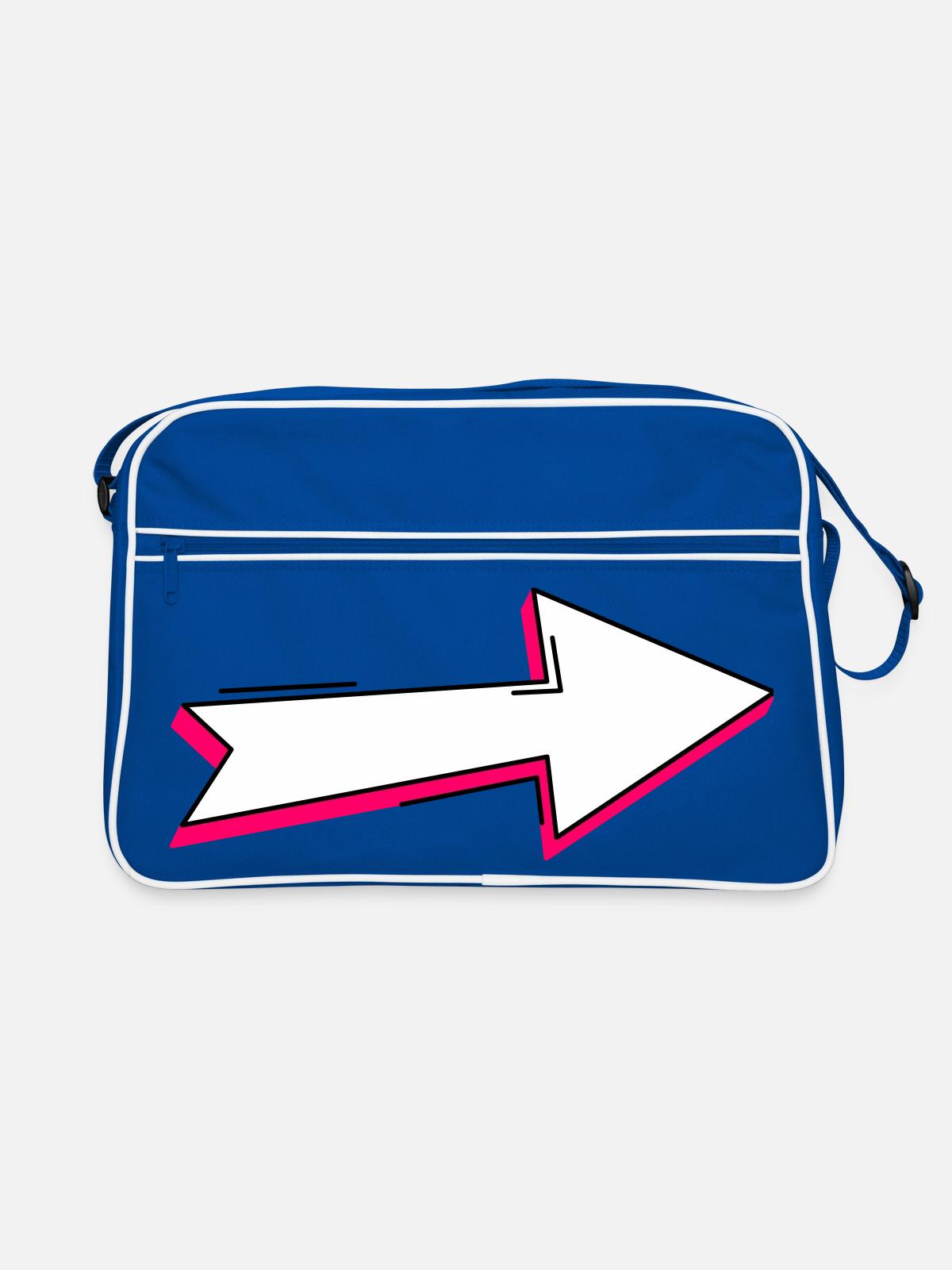 Abstract Neon Arrow Illustration - Retro Bag - blue/white - Front