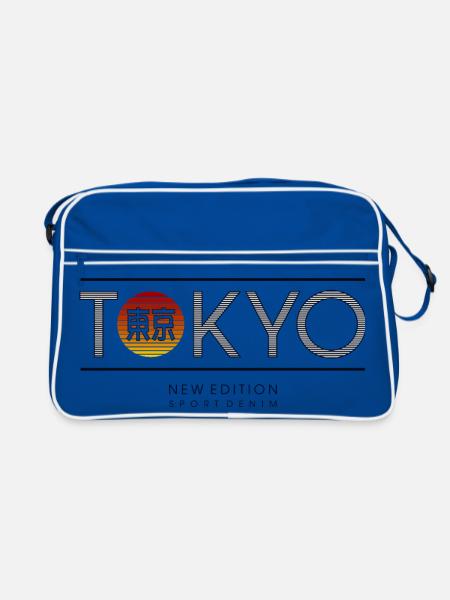 Motif Soleil Néon Tokyo - Sac Retro - bleu/blanc - Devant