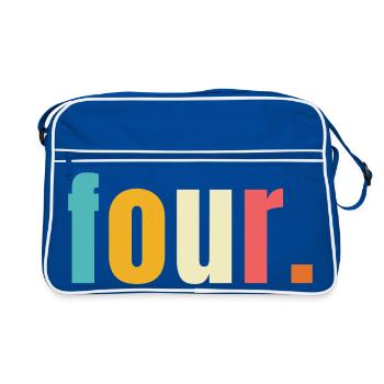 Four Four Years 4th Birthday Text Font Colorful - Retro Bag - blue/white - Front