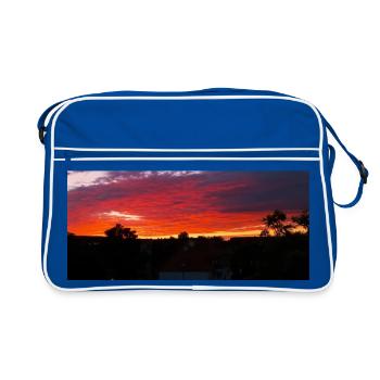 Sunset Silhouette Over City - Retro Bag - blue/white - Front