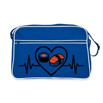 Sushi Coeur Maki Saumon Japon Gourmand - Sac Retro - bleu/blanc - Devant