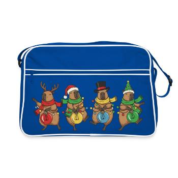 Lumières de Noël dansantes de capybara - Sac Retro - bleu/blanc - Devant