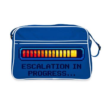 Escalation Fashion Geek Shirt – Funny Nerd Design - Retro Bag - blue/white - Front