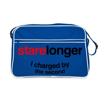 Stare Longer. I charge by the second! - Retro Bag - blue/white - Front