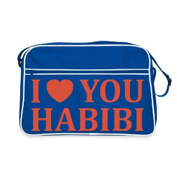 I Love You Habibi Typography - Sac Retro - bleu/blanc - Devant