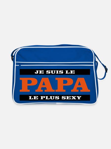 Ich bin der sexieste Vater - Retro Tasche - Blau/Weiß - Vorne