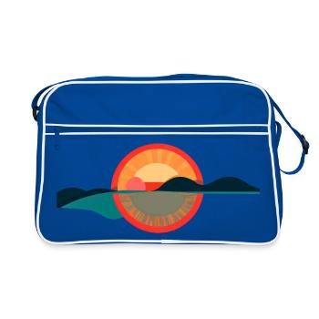 Sunrise Horizon – Minimal Horizon Design - Retro Tasche - Blau/Weiß - Vorne
