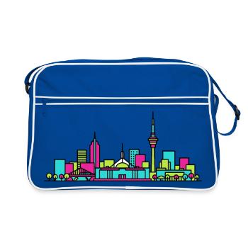 Canberra City Skyline Parlament: Moderne Kunst - Retro Tasche - Blau/Weiß - Vorne