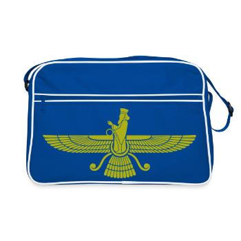 Faravahar Wing Symbol Iran Persia - Retro Bag - blue/white - Front