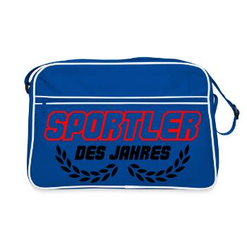 Lettrage sportif en contour rouge - Sac Retro - bleu/blanc - Devant