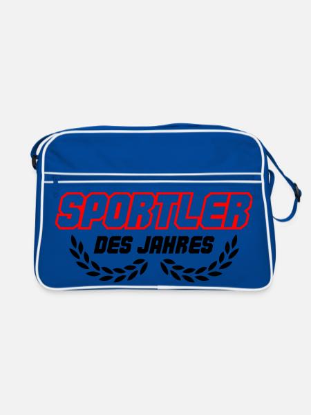 Lettrage sportif en contour rouge - Sac Retro - bleu/blanc - Devant