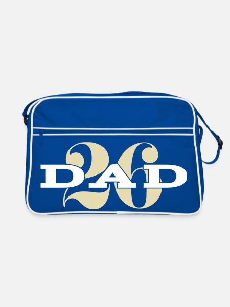 Dad 26 Baby Vater Vatertag Geschenk Papa 2026 - Retro Tasche - Blau/Weiß - Vorne