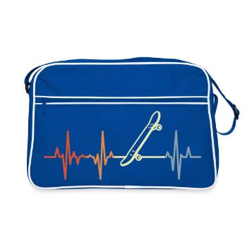 Retro Skateboard Heartbeat - Retro Bag - blue/white - Front