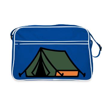 Tent Camping Summer Camp Scout Outdoor - Retro Bag - blue/white - Front