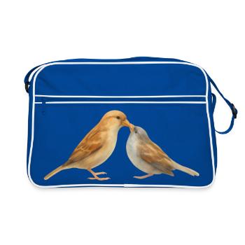 Vögel Motiv 1 - Retro Tasche - Blau/Weiß - Vorne