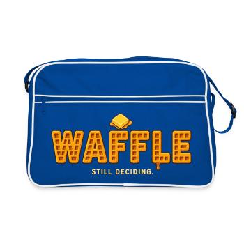 WAFFLE – Toujours en train de décider | Un jeu de mots amusant avec des gaufres - Sac Retro - bleu/blanc - Devant
