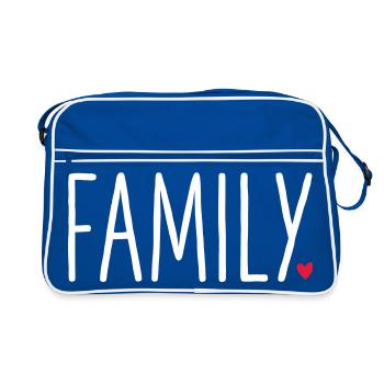 Family mit Herz - Retro Tasche - Blau/Weiß - Vorne