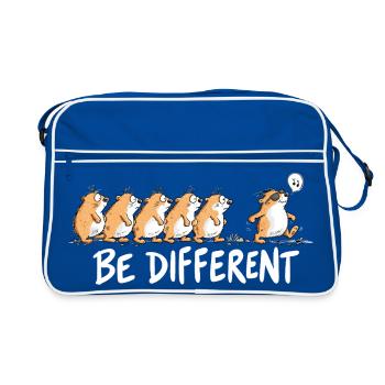 Lemminge Be Different Individualität Statement Hum - Retro Tasche - Blau/Weiß - Vorne