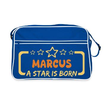 Spruch Marcus - Retro Tasche - Blau/Weiß - Vorne